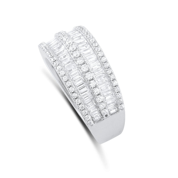 Sterling Silver Simulated Diamond Baguette Cut Statement Ring - SilverCloseOut - 2
