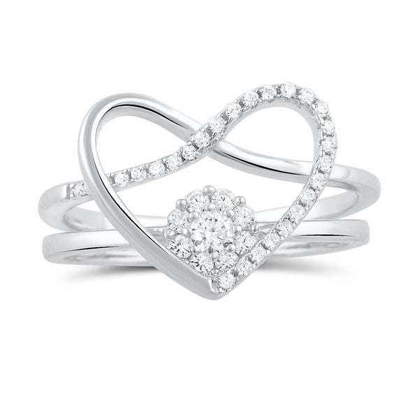 Sterling Silver Two Piece Heart & Halo Ring - SilverCloseOut - 3