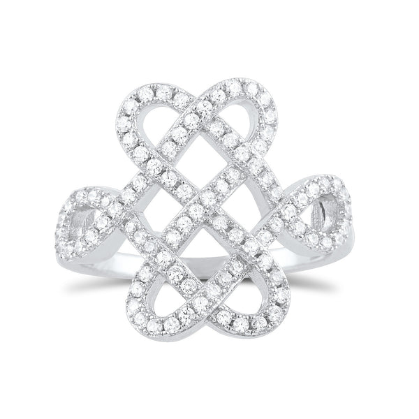Sterling Silver Cz Solomons Knot Ring - SilverCloseOut - 2