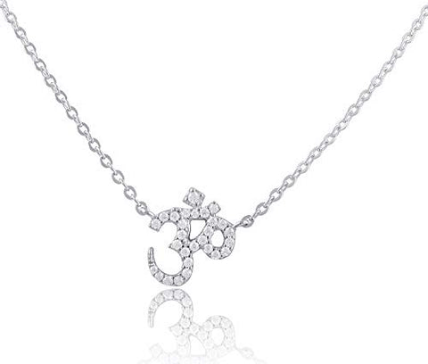 Sterling Silver Cz Om Necklace