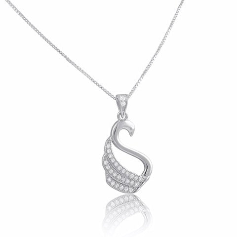 Sterling Silver Cz Swan Necklace