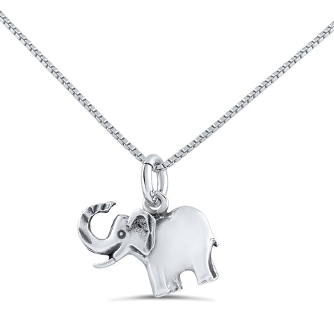 Sterling Silver Lucky Elephant Necklace (18" chain included)