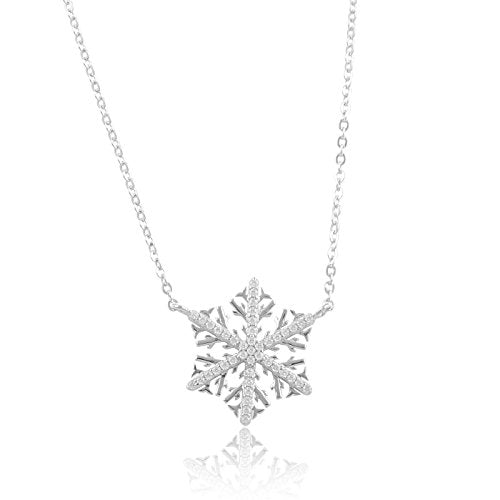 Sterling Silver Cz Snowflake Necklace