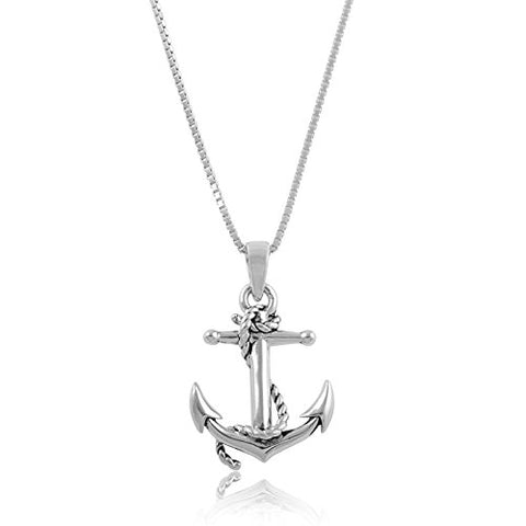 Sterling Silver Nautical Anchor Necklace